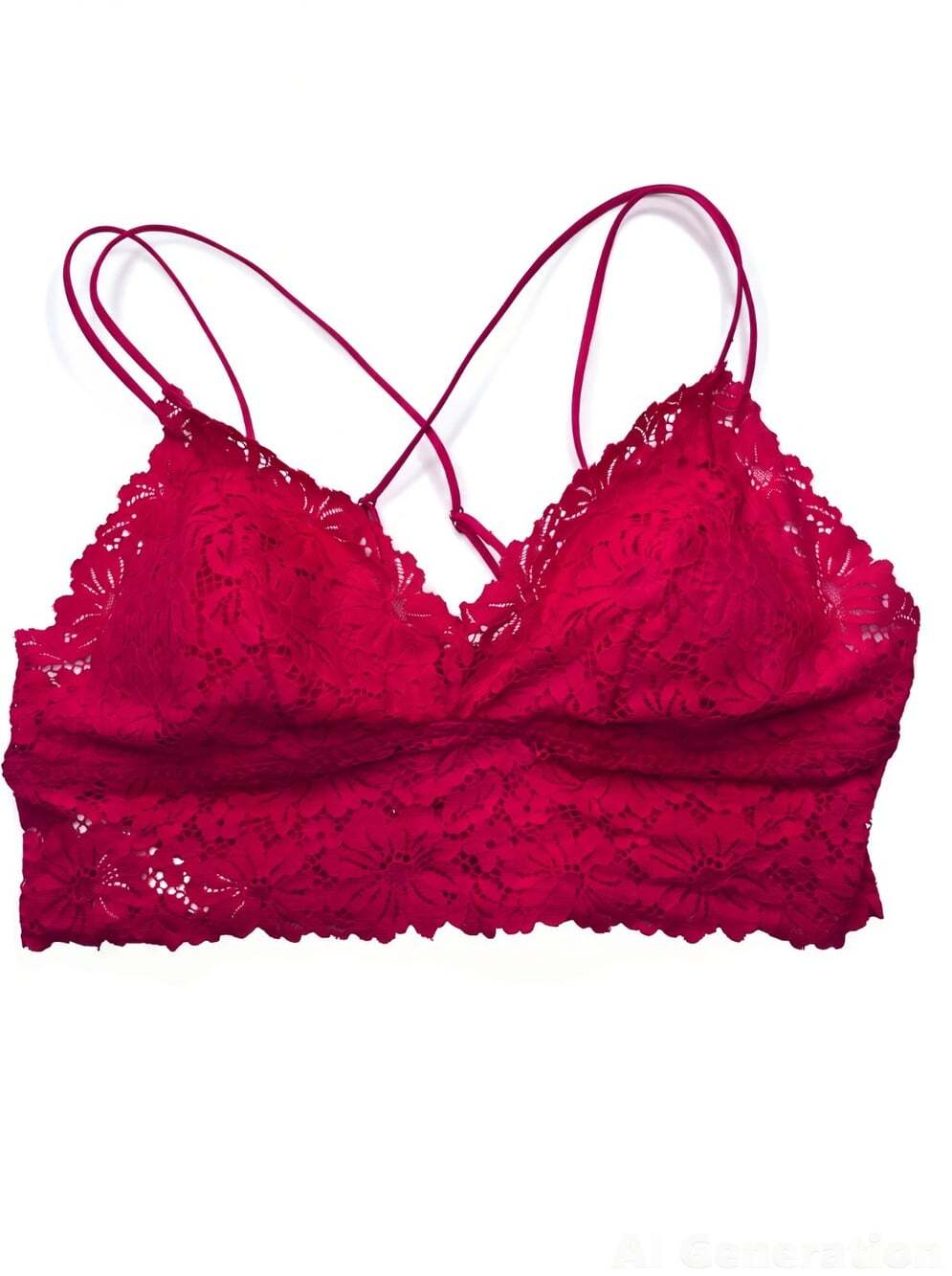 Victorias Secret PINK Lace Strappy Back Longline Bralette XL Red